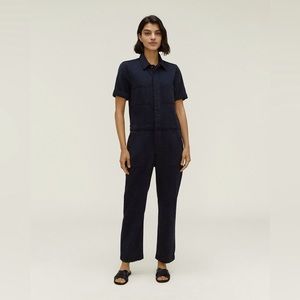 Everlane Denim Coveralls Ankle Short Sleeve Organic Cotton/Lyocell DkBlue 10 NWT